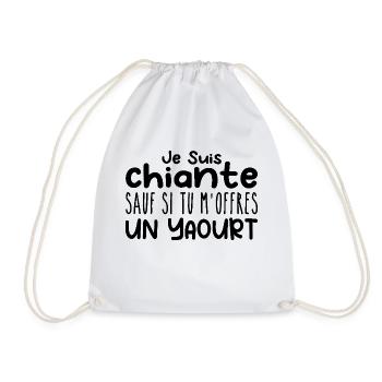 Woman who loves it: Yoghurt. Funny Design Humor - Drawstring Bag - white - Front