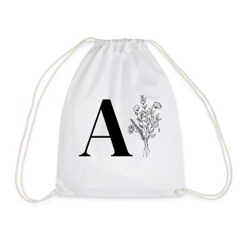 Minimalist Flower Bag - Drawstring Bag - white - Front