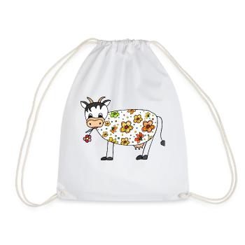 Cow - Drawstring Bag - white - Front