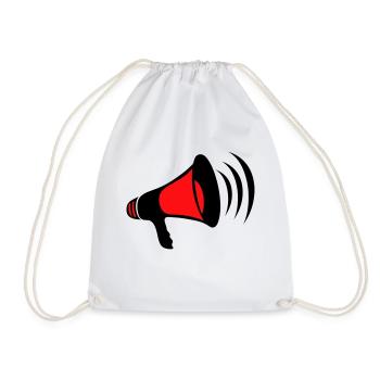 mega, megaphone, megaphone, demonstrate, call, cry - Drawstring Bag - white - Front
