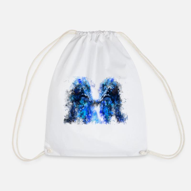 gxp woelfe hate monday splatter watercolor blue - Drawstring Bag - white