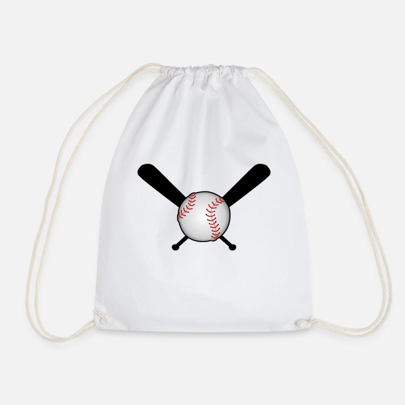 Baseball mit Baseballschläger über Kreuz - Turnbeutel - Weiß