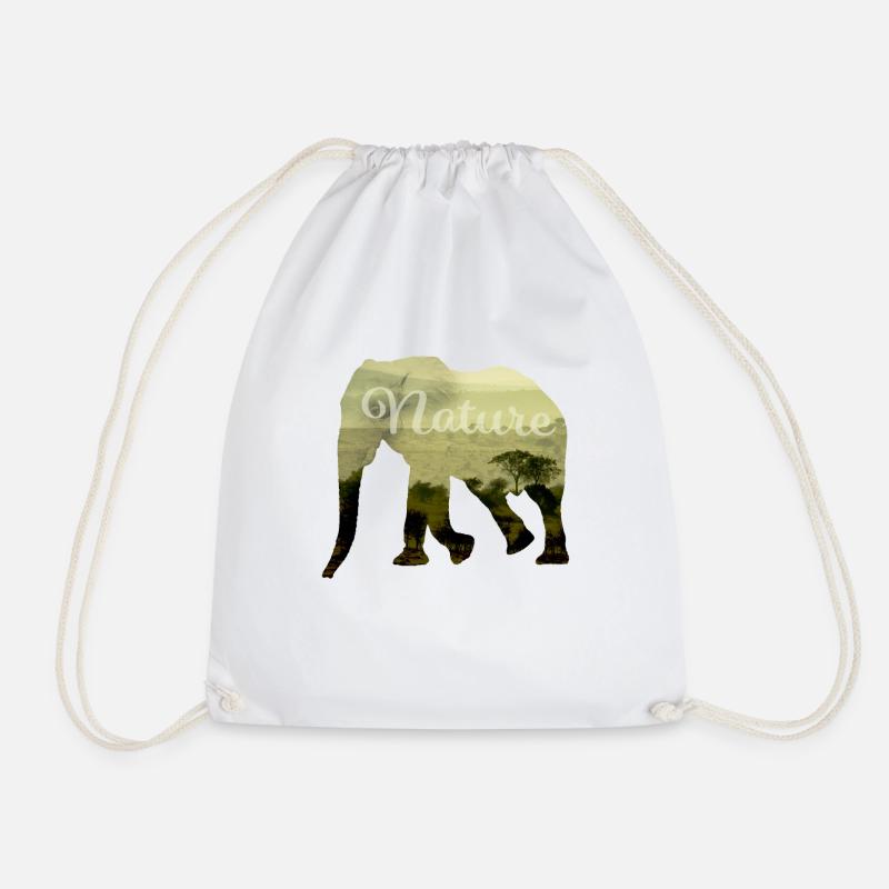 Elephant Nature - Drawstring Bag - white