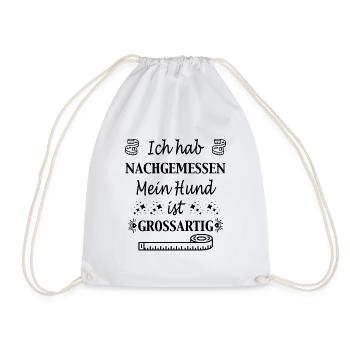 I've measured - dog motif - dog talk - Drawstring Bag - white - Front