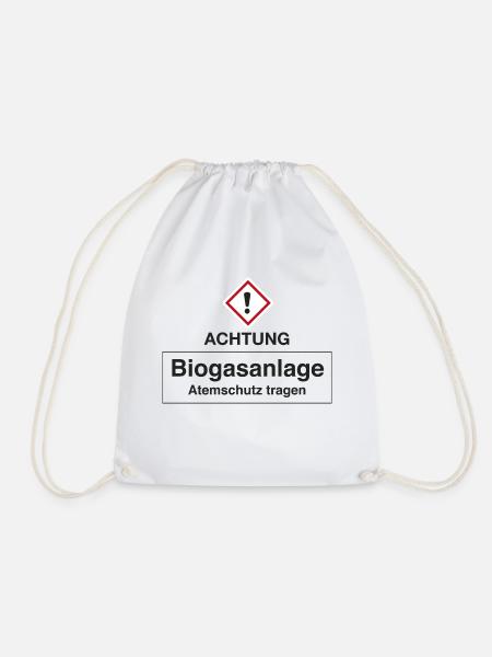 Achtung Biogasanlage - Turnbeutel - Weiß