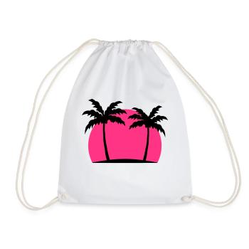 Miami Beach palm beach sea sun Pink - Drawstring Bag - white - Front