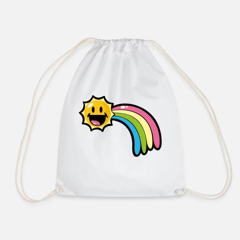 Smiley Kawaii Sun and Rainbow - Turnbeutel - Weiß