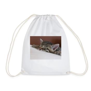 Sheep cat - sleeping kitty - Drawstring Bag - white - Front