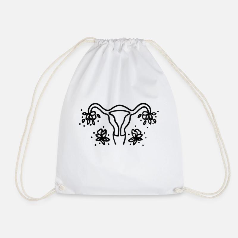 uterus - Drawstring Bag - white