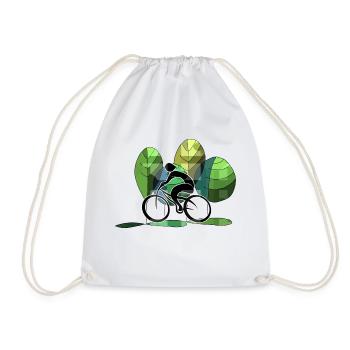 Cyclist - Drawstring Bag - white - Front