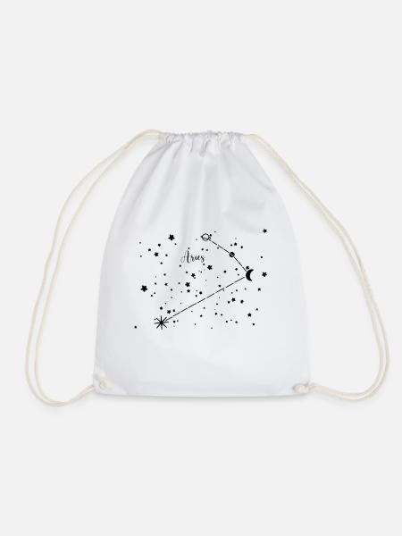 Aries / Aries zodiac sign, night sky, planets - Drawstring Bag - white