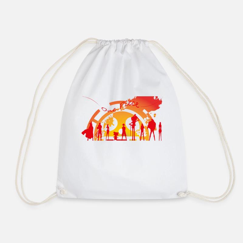 One PIece Red Logo - Drawstring Bag - white