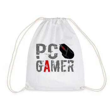PC Gamer Maus Gaming Zocken - Turnbeutel - Weiß - Vorne