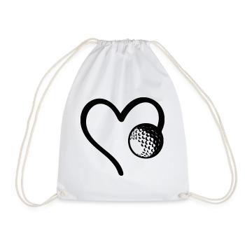 Golf Ball Heart Golfer - Drawstring Bag - white - Front