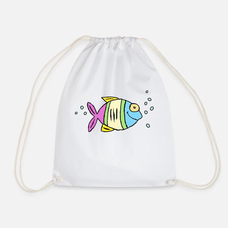 Poisson Cichlide Eau Mer Graffiti Dessin - Sac de sport léger - blanc