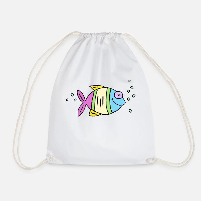 Poisson Cichlide Eau Mer Graffiti Dessin - Sac de sport léger - blanc