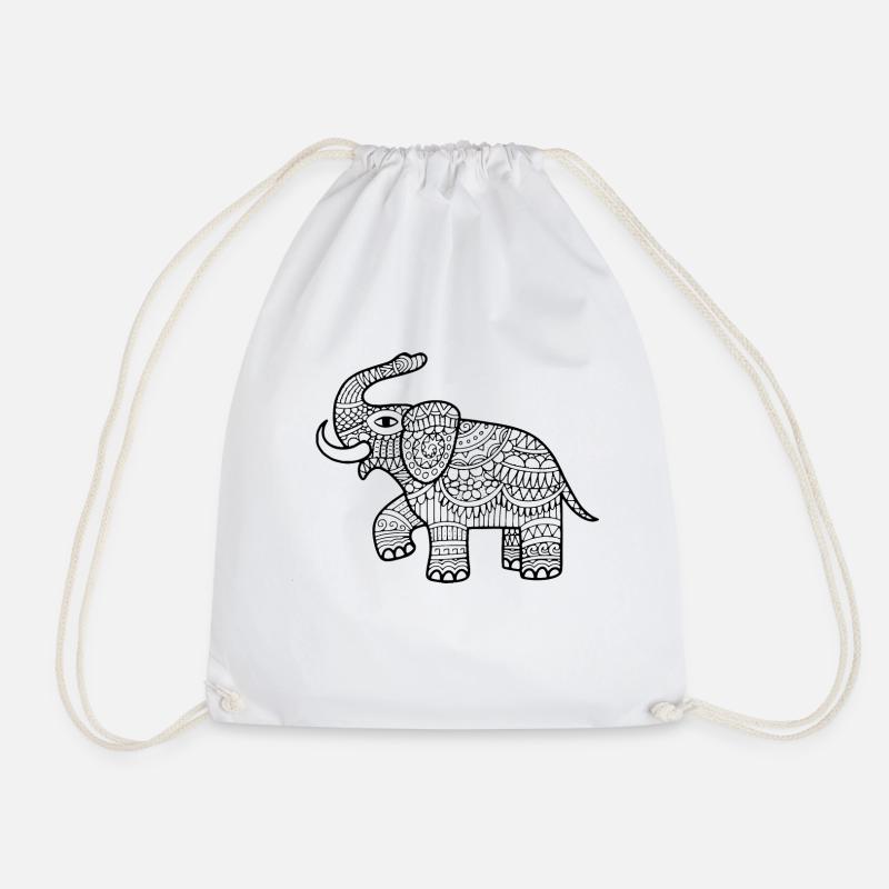 Elefant schwarz - Turnbeutel - Weiß