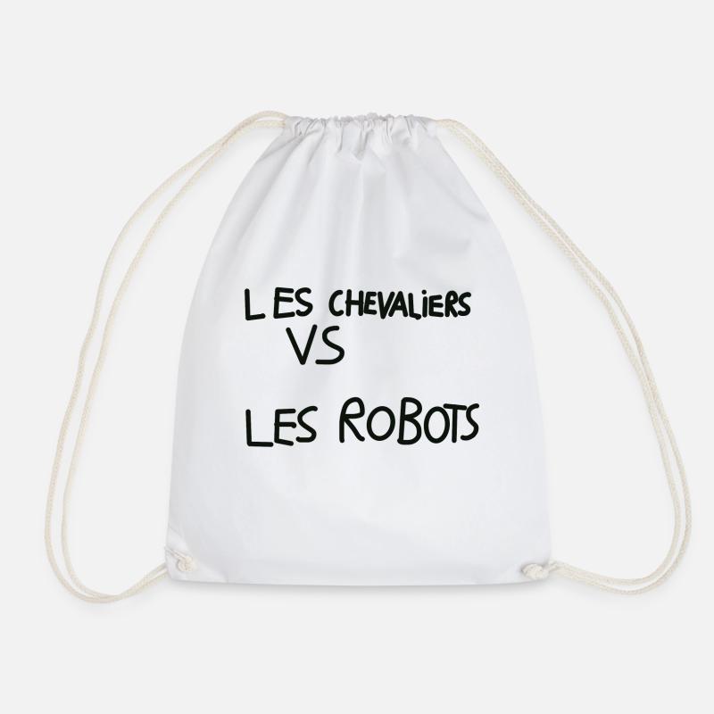 Les chevaliers vs les robots. - Sac de sport léger - blanc