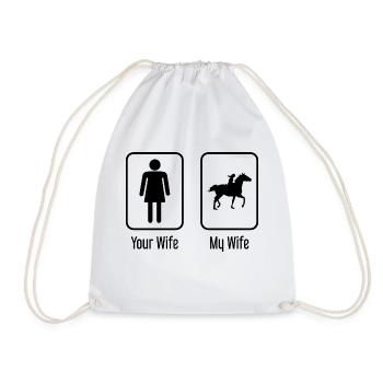 Your wife - my wife - - Drawstring Bag - white - Front