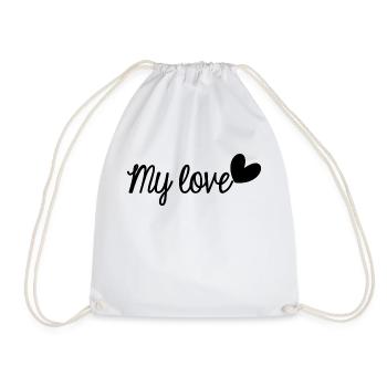 MY LOVE. LOVE. SAINT VALENTIN. EVJF. JE T'AIME - Sac de sport léger - blanc - Devant