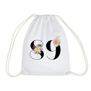 Blumen zum 89-jährigen Jubiläum (Geschenk von 89 Jahren) - Turnbeutel - Weiß - Vorne
