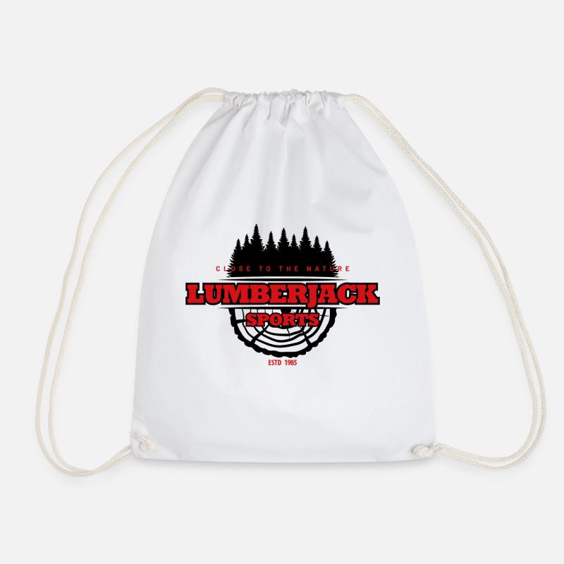 lumberjack sport logo forest - Drawstring Bag - white