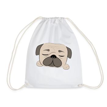 Sleeping Pug Dog Funny Dog Owners - Drawstring Bag - white - Front