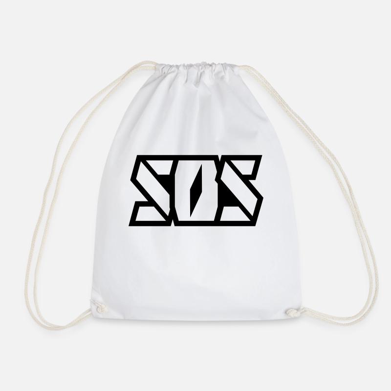 SOS lettering - Drawstring Bag - white