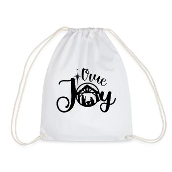 True Joy in black - Drawstring Bag - white - Front