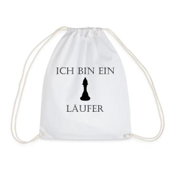 Läufer Schach - Schriftzug mit Bild - Turnbeutel - Weiß - Vorne