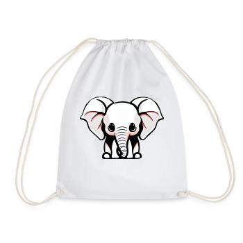 Little Elephant Cartoon Cute Adventure 12 - Drawstring Bag - white - Front