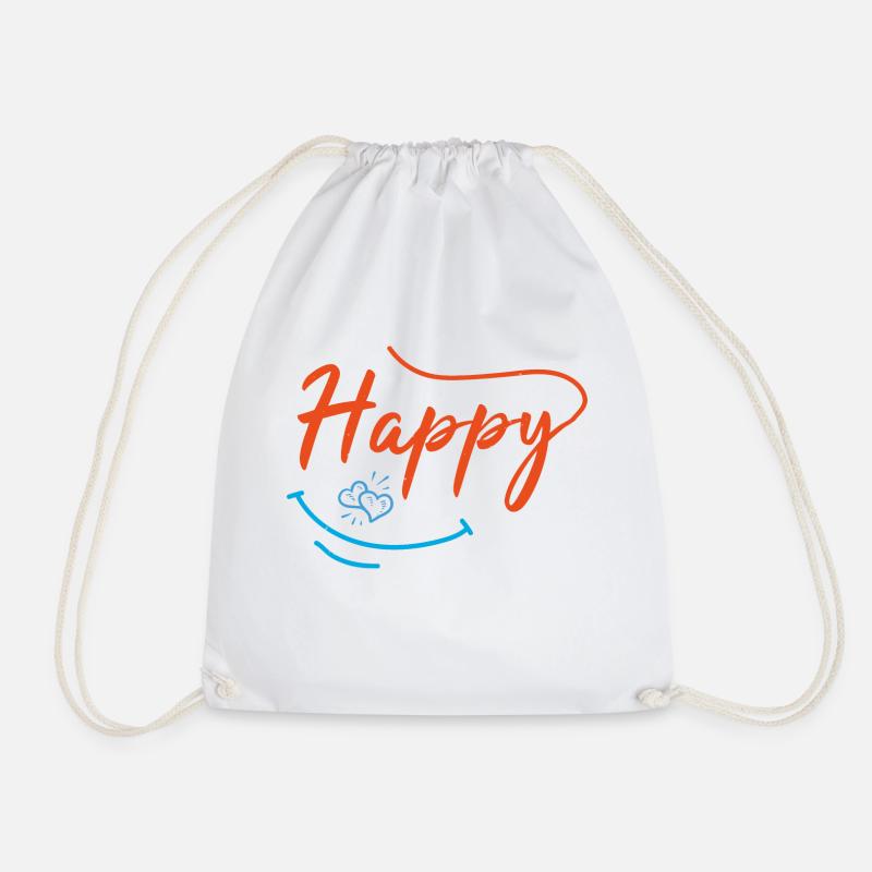 HAPPY - Drawstring Bag - white