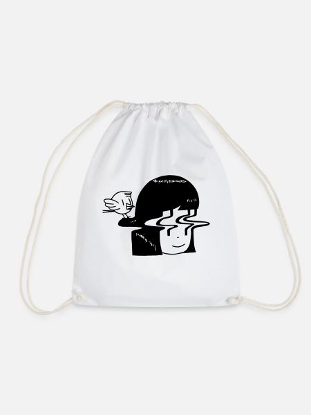 Distortion and bird - Drawstring Bag - white