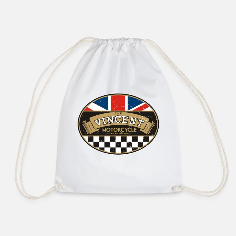 vincent oval - Drawstring Bag - white