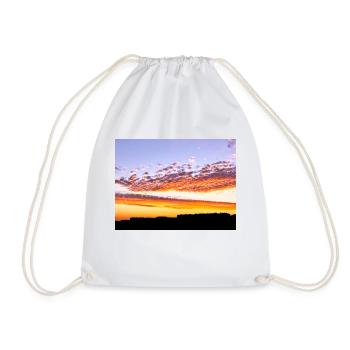 Red Clouds Over Buildings in Silhouette - Drawstring Bag - white - Front