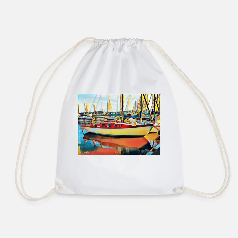 Sailboat at the pontoon - Drawstring Bag - white