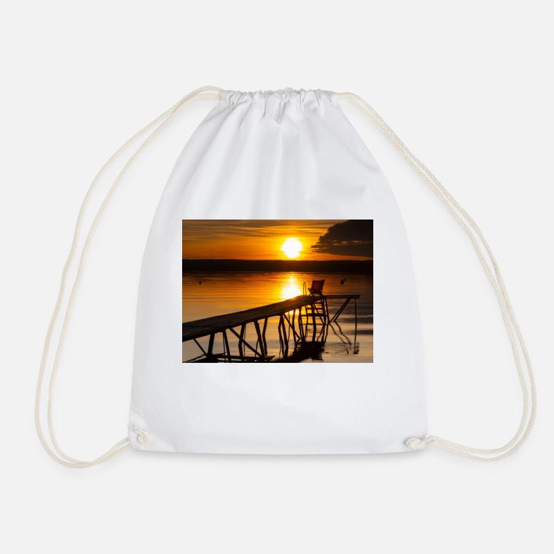 Sunset at Lake Ammersee - Drawstring Bag - white