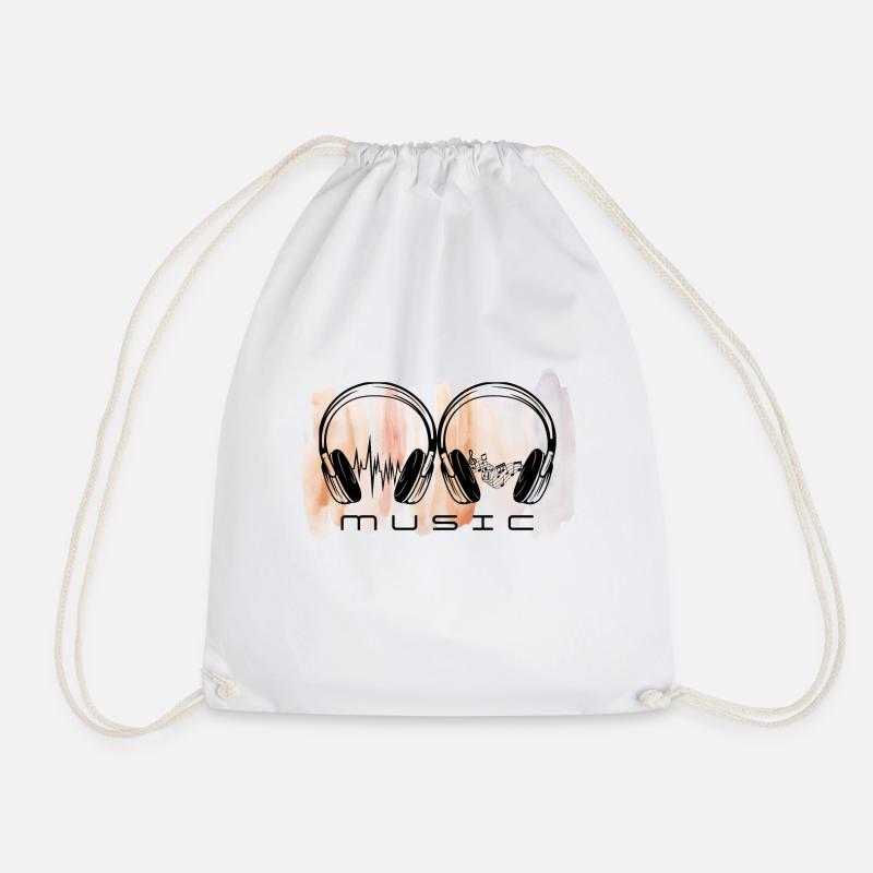 Original headphone design. Music. - Drawstring Bag - white
