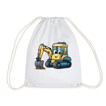 Children's excavators - the little builders - Drawstring Bag - white - Front