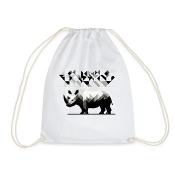 Geometric Rhinoceros - Drawstring Bag - white - Front