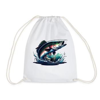 Fishing - Fish - Drawstring Bag - white - Front