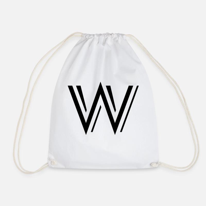 Letter W - Drawstring Bag - white
