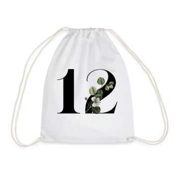 Numéro 12 floral vert -12e anniversaire floral - Sac de sport léger - blanc - Devant