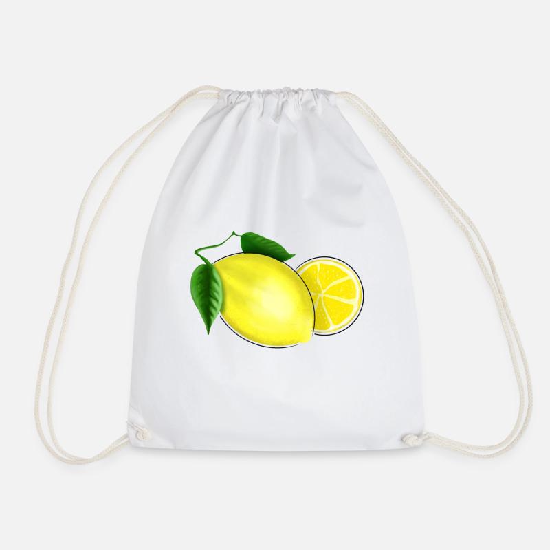 Frische Zitrone mit Blatt - Turnbeutel - Weiß