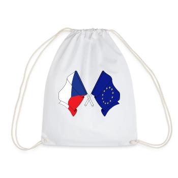 Flagge der Tschechischen Republik, Flagge Europa - Turnbeutel - Weiß - Vorne