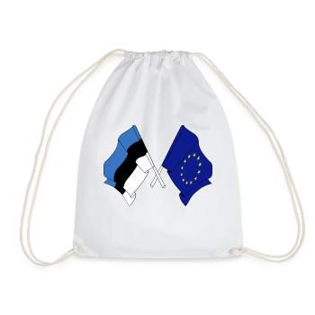 Flag Estonia, Europe - Drawstring Bag - white - Front