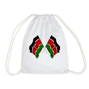 Two flags crossed Kenya - Drawstring Bag - white - Front