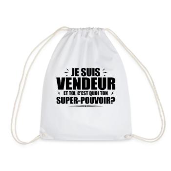 I am a Salesperson. What's your superpower? - Drawstring Bag - white - Front