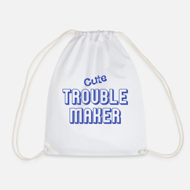 Cute Trouble Maker - Drawstring Bag - white