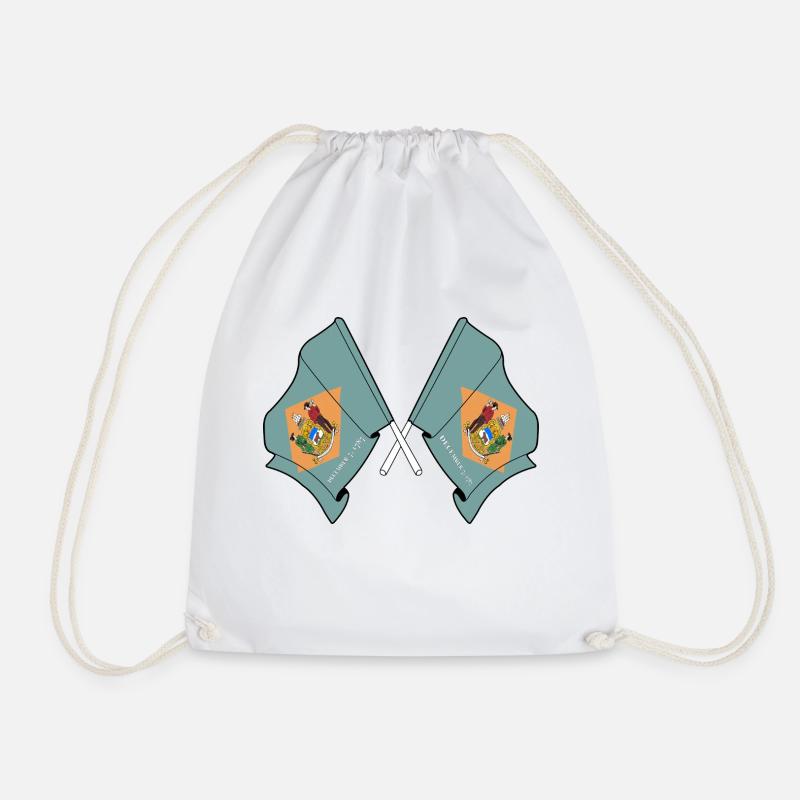 Two Flags Crossed Delaware - Drawstring Bag - white